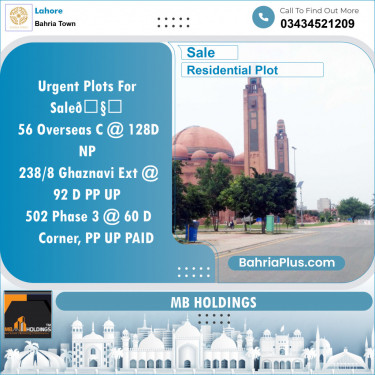 Residential Plot for Sale in Bahria Town, Lahore - (BP-143901)