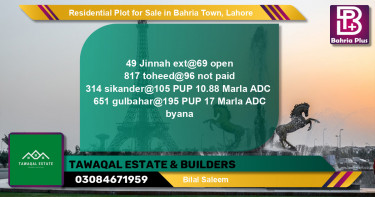 Residential Plot for Sale in Bahria Town, Lahore - (BP-143916)
