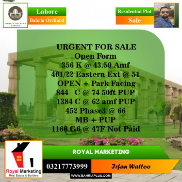 Residential Plot for Sale in Bahria Orchard, Lahore - (BP-143956)