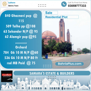 Residential Plot for Sale in Bahria Town, Lahore - (BP-143980)