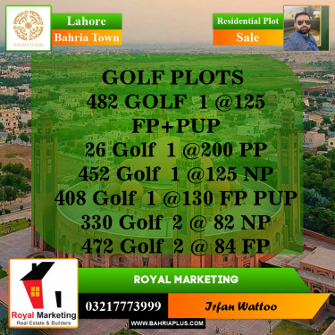 Residential Plot for Sale in Bahria Town, Lahore - (BP-144056)