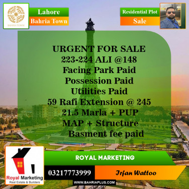 Residential Plot for Sale in Bahria Town, Lahore - (BP-144059)