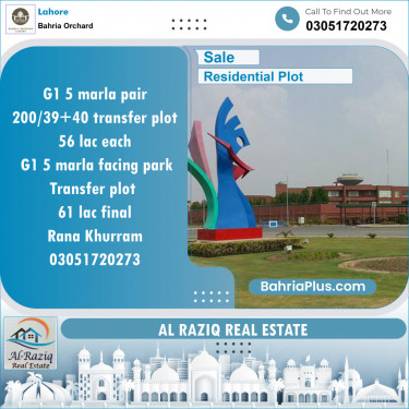 Residential Plot for Sale in Phase 4 - G1 Block -  Bahria Orchard, Lahore - (BP-144098)