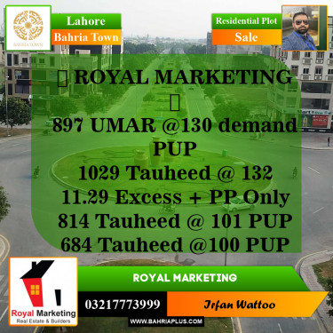 Residential Plot for Sale in Bahria Town, Lahore - (BP-144100)