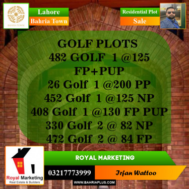 Residential Plot for Sale in Bahria Town, Lahore - (BP-144104)