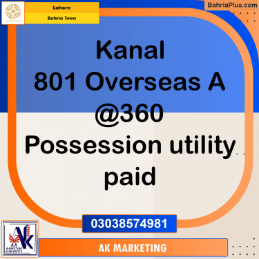 Residential Plot for Sale in Bahria Town, Lahore - (BP-144205)