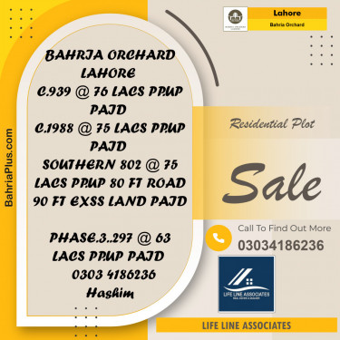 Residential Plot for Sale in Bahria Orchard, Lahore - (BP-144220)