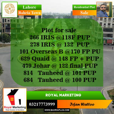 Residential Plot for Sale in Bahria Town, Lahore - (BP-144311)