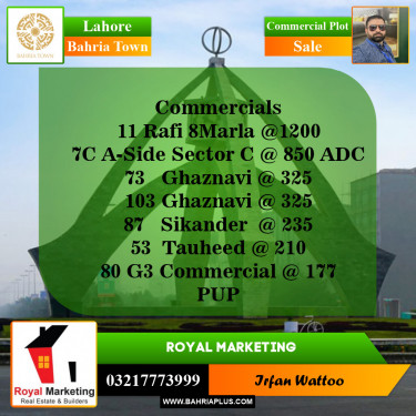 Commercial Plot for Sale in Bahria Town, Lahore - (BP-144325)