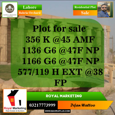 Residential Plot for Sale in Bahria Orchard, Lahore - (BP-144328)