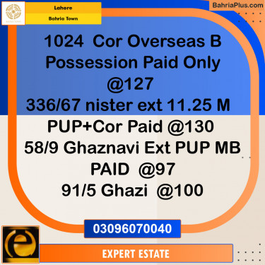 Residential Plot for Sale in Overseas B -  Bahria Town, Lahore - (BP-144370)