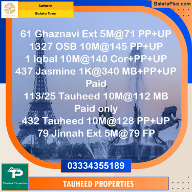 Residential Plot for Sale in Bahria Town, Lahore - (BP-144449)