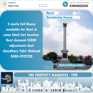Residential House for Rent in Bahria Town, Lahore - (BP-144481)