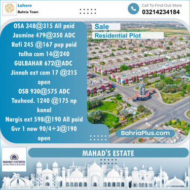 Residential Plot for Sale in Bahria Town, Lahore - (BP-144542)