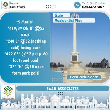Residential Plot for Sale in Bahria Orchard, Lahore - (BP-144563)