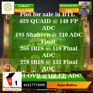 Residential Plot for Sale in Bahria Town, Lahore - (BP-144619)