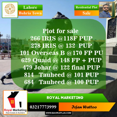 Residential Plot for Sale in Bahria Town, Lahore - (BP-144626)