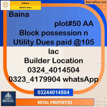 Residential Plot for Sale in Bahria Town, Lahore - (BP-144687)