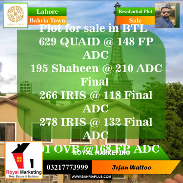 Residential Plot for Sale in Bahria Town, Lahore - (BP-144704)