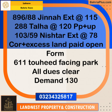 Residential Plot for Sale in Bahria Town, Lahore - (BP-144733)