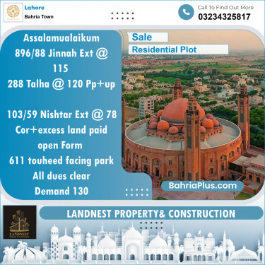 Residential Plot for Sale in Bahria Town, Lahore - (BP-144734)