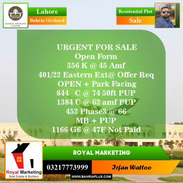 Residential Plot for Sale in Bahria Orchard, Lahore - (BP-144806)