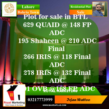Residential Plot for Sale in Sector E - Quaid Block -  Bahria Town, Lahore - (BP-144808)
