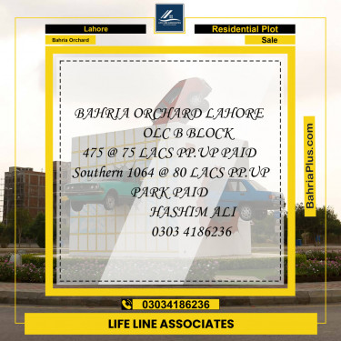 Residential Plot for Sale in Bahria Orchard, Lahore - (BP-144818)