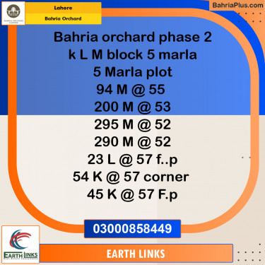 Residential Plot for Sale in Phase 2 - M Block -  Bahria Orchard, Lahore - (BP-144819)