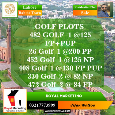 Residential Plot for Sale in Bahria Town, Lahore - (BP-144885)