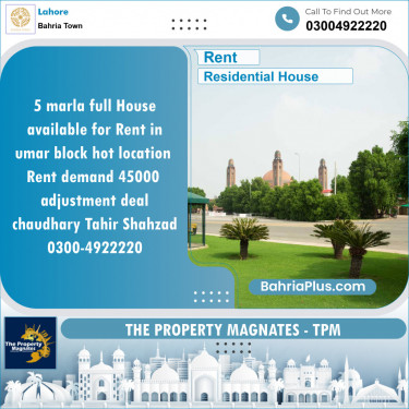 Residential House for Rent in Bahria Town, Lahore - (BP-144921)