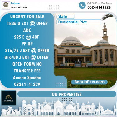 Residential Plot for Sale in Bahria Orchard, Lahore - (BP-145012)