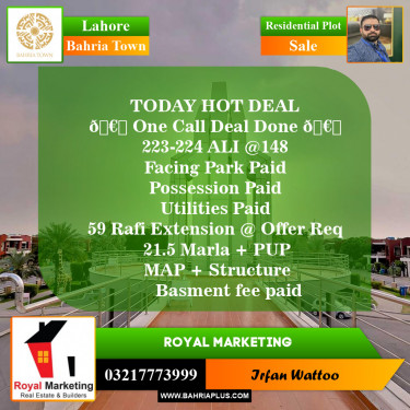 Residential Plot for Sale in Bahria Town, Lahore - (BP-145081)