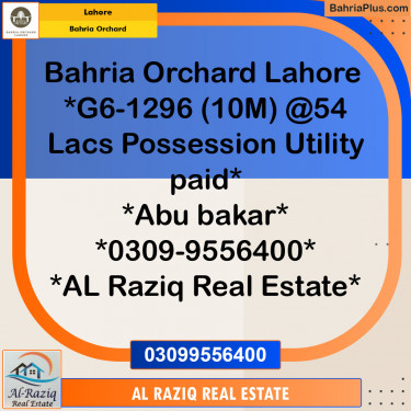 Residential Plot for Sale in Phase 4 - G6 Block -  Bahria Orchard, Lahore - (BP-145190)