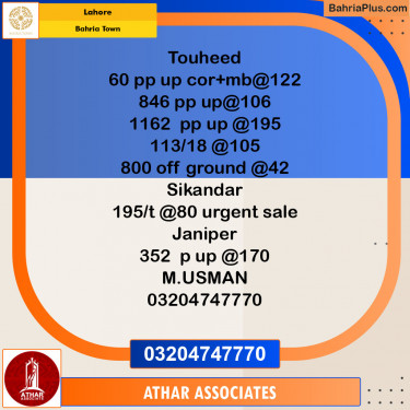 Residential Plot for Sale in Sector F - Tauheed Block -  Bahria Town, Lahore - (BP-145311)