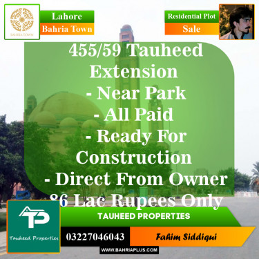 Residential Plot for Sale in Bahria Town, Lahore - (BP-145315)