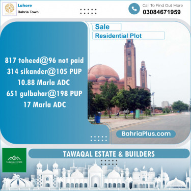 Residential Plot for Sale in Bahria Town, Lahore - (BP-145371)