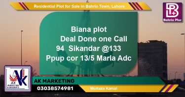 Residential Plot for Sale in Bahria Town, Lahore - (BP-145475)