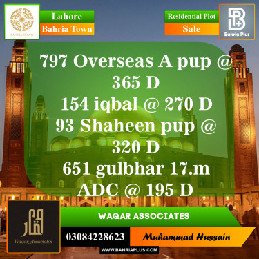 Residential Plot for Sale in Bahria Town, Lahore - (BP-145520)
