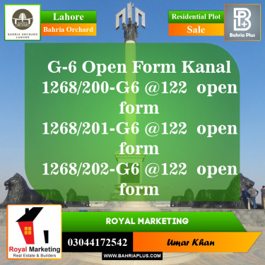 Residential Plot for Sale in Bahria Orchard, Lahore - (BP-145616)