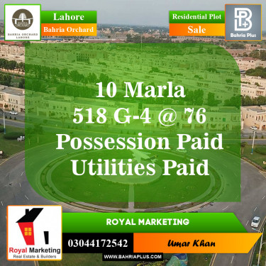 Residential Plot for Sale in Bahria Orchard, Lahore - (BP-145626)