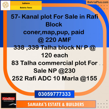 Residential Plot for Sale in Bahria Town, Lahore - (BP-145657)