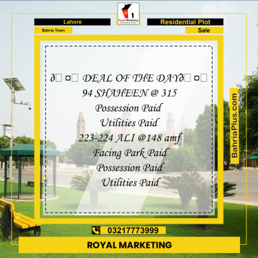 Residential Plot for Sale in Bahria Town, Lahore - (BP-145670)