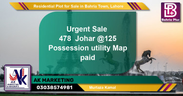 Residential Plot for Sale in Bahria Town, Lahore - (BP-145713)