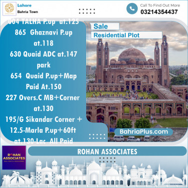 Residential Plot for Sale in Bahria Town, Lahore - (BP-145723)