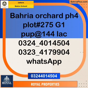 Residential Plot for Sale in Bahria Orchard, Lahore - (BP-145736)