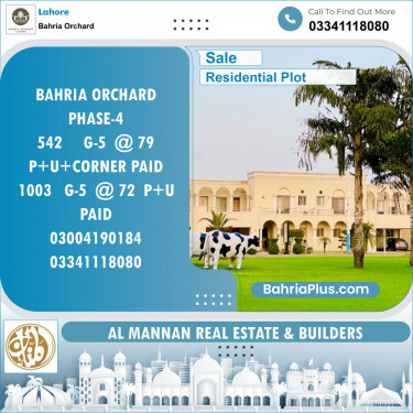 Residential Plot for Sale in Phase 4 - G5 Block -  Bahria Orchard, Lahore - (BP-146423)