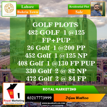 Residential Plot for Sale in Bahria Town, Lahore - (BP-146442)