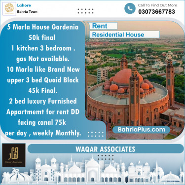 Residential House for Rent in Bahria Town, Lahore - (BP-146524)