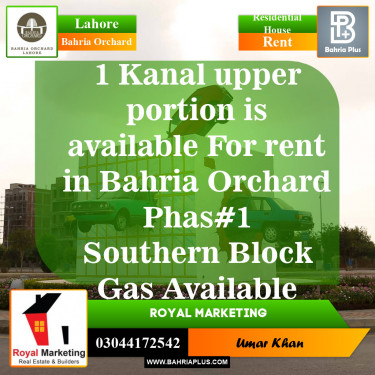 Residential House for Rent in Bahria Orchard, Lahore - (BP-146540)